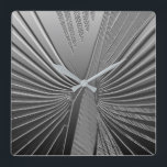 Relógio Quadrado Folha de palma do cromo Art Deco<br><div class="desc">Art Deco — padrão temático baseado numa folha estilizada de palma,  reproduzida num efeito 3d a cor prateada do cromo</div>