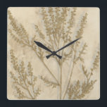 Relógio Quadrado Folhagem II<br><div class="desc">Floral</div>