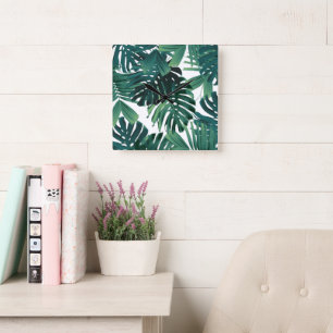 Relógio Quadrado Folhas da Selva Tropical Monstera 1