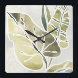 Relógio Quadrado Folhas de Batik<br><div class="desc">"Batik Leaves I" por June Erica Vess. Apresenta uma paleta colorida de folhas batik.</div>