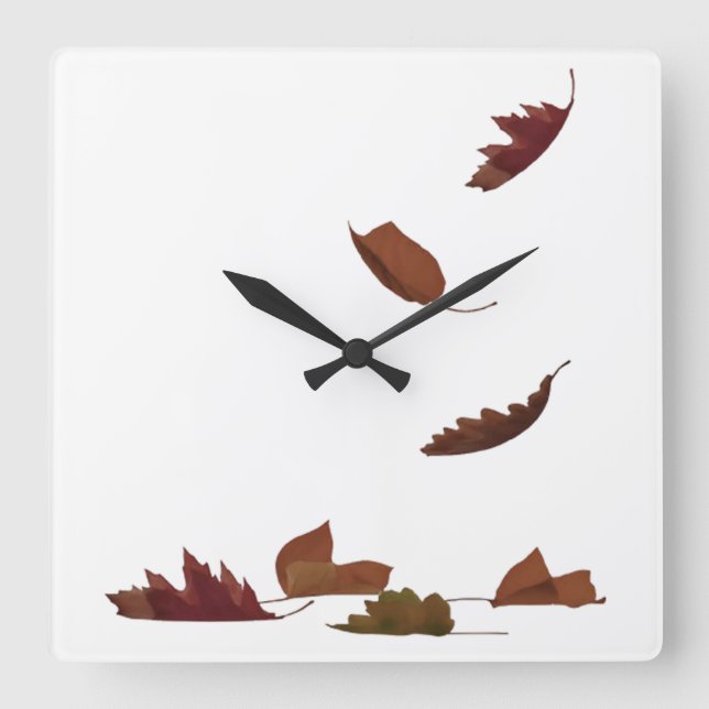Relógio Quadrado Folhas de queda (Frente)