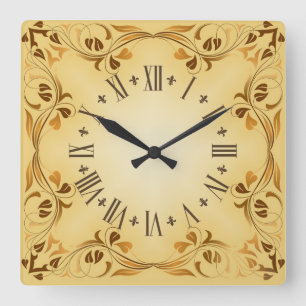 Relógio Quadrado Folhetos decorativos