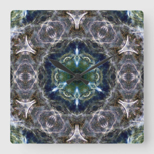 Relógio Quadrado Folk Mandala 