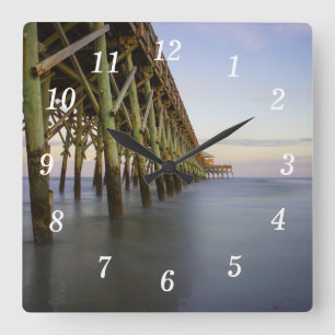 Relógio Quadrado Folly Beach Pier Beauty Clock