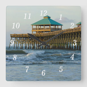 Relógio Quadrado Folly Pier Morning Wall Clock