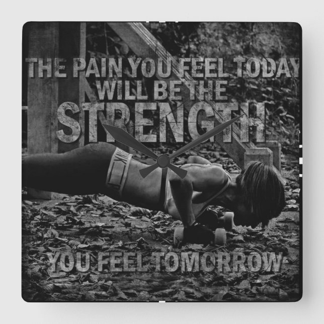 Relógio Quadrado FORÇA - Motivação do trabalho feminino (Frente)