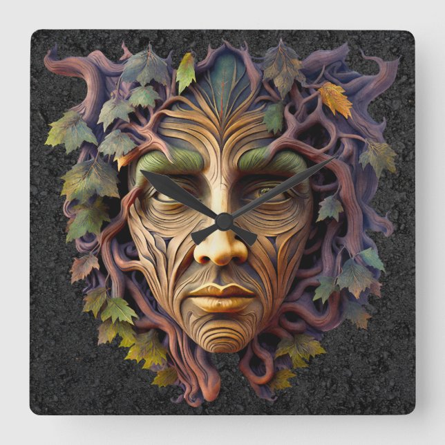 Relógio Quadrado Forest Carving Wall Clock (Frente)