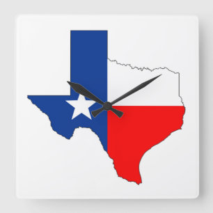Relógio Quadrado forma da etiqueta da bandeira do mapa de texas