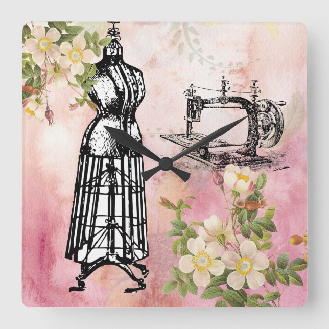 Relógio Quadrado Forma de vestimenta da máquina de lavar roupa da s (Frente)