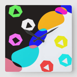 Relógio Quadrado Formas coloridas