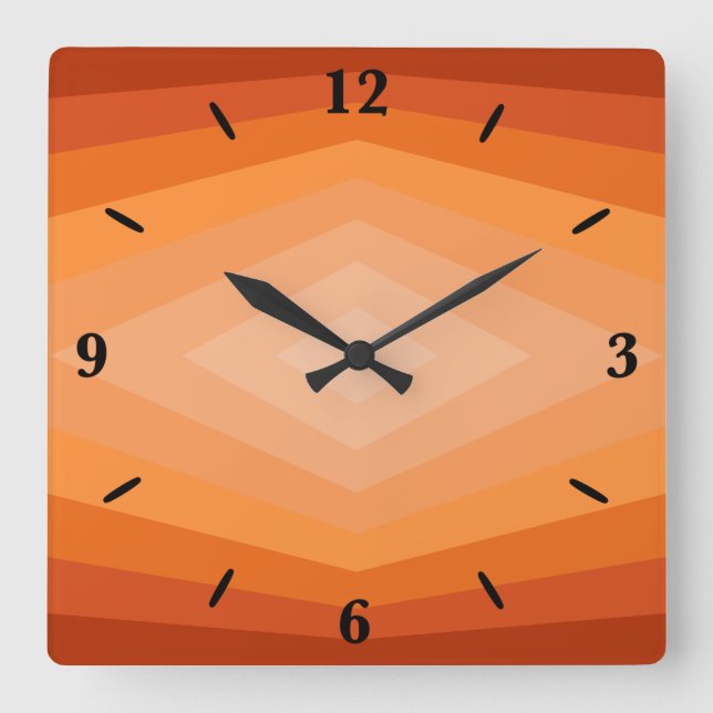 Relógio Quadrado Formas De Arte Abstrato Geométrica Laranja (Frente)