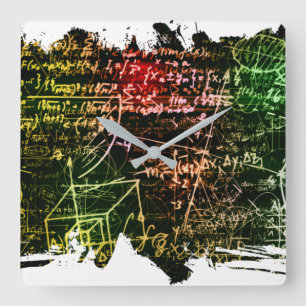 Relógio Quadrado Fórmulas no espaço matemático