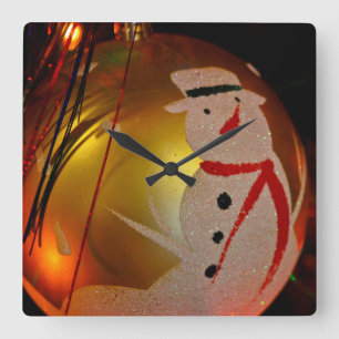 Relógio Quadrado Fosco Snowman Ornament
