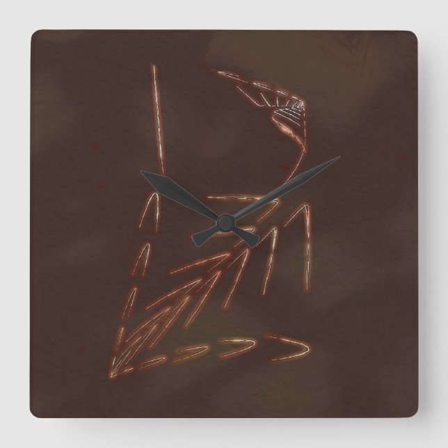 Relógio Quadrado Fóssil jurássico (Frente)