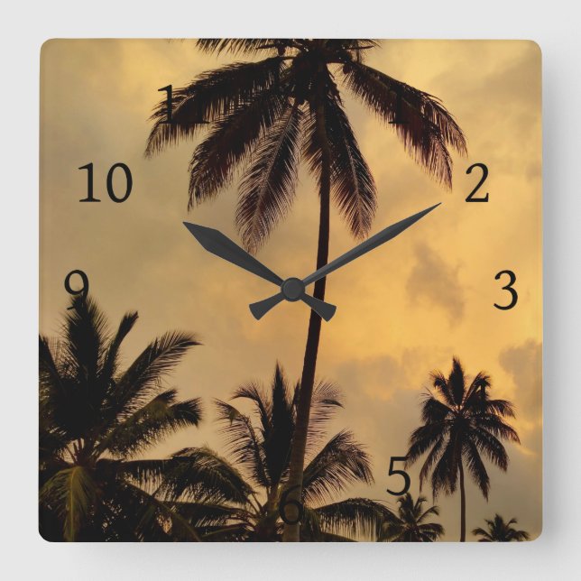 Relógio Quadrado Foto 11 Palm Trees (Frente)