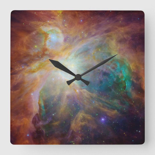 Relógio Quadrado Foto Celestial Orion Nebula Teal (Frente)