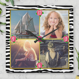 Relógio Quadrado Foto da família Adicionar 4 imagens personalizadas