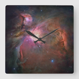 Relógio Quadrado Foto da Nebulosa de Órion Celestial Rosa