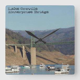 Relógio Quadrado Foto da ponte sobre o Lago Oroville & Enterprise, 