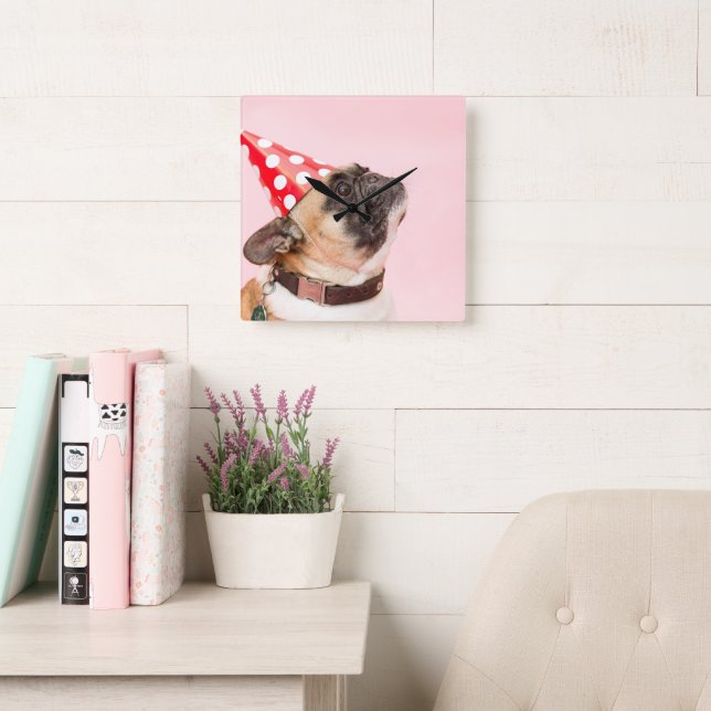 Relógio Quadrado Foto de Cachorro Fofo (Sala de leitura)