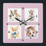 Relógio Quadrado Foto de Cão e Impressão Coluna Acrílica de Parede<br><div class="desc">Modelo de foto de cachorro pronto para adicionar suas próprias imagens. note que as fotos são apenas espaços reservados. Os modelos são ideia para suas fotos do Instagram do seu bebê pelado.</div>