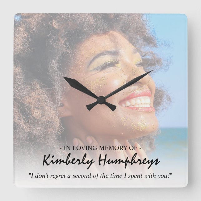 Relógio Quadrado Foto de citação do Memorial Moderno (Frente)