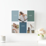 Relógio Quadrado Foto de Colagem da Família Moderna | Love Live Her<br><div class="desc">Foto de Colagem da Família Moderna | Love Live Here</div>