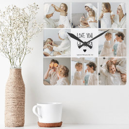 Relógio Quadrado Foto de Colagem Moderna Ama Seu Avô Melhor Present