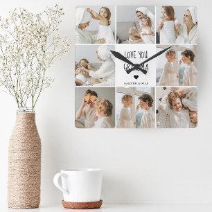 Relógio Quadrado Foto De Colagem Moderna Te Ama Avó Melhor Present