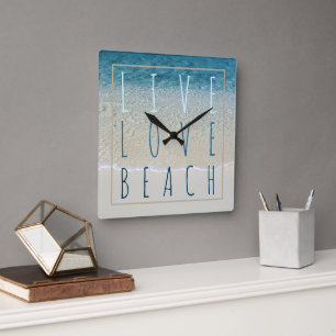 Relógio Quadrado Foto de Surf de Turquesa Azul no Oceano Azul Motiv
