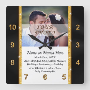 Relógio Quadrado Foto e personalizado, Presente de Casamento de Rel