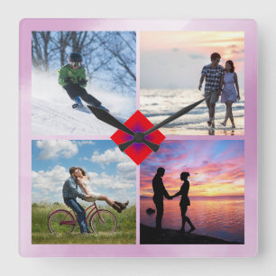 Relógio Quadrado Foto 📸 Família 👨 👩 👧 Colagem de Amor Col