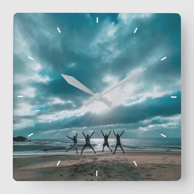 Relógio Quadrado Foto personalizada (Frente)