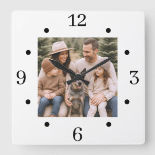 Relógio Quadrado Foto personalizada da família