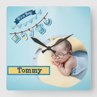 Relógio Quadrado Foto personalizada do bebê - Personalizada