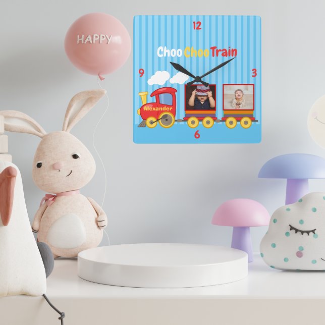 Relógio Quadrado Foto personalizada dos meninos de aniversário do t (Criador carregado)