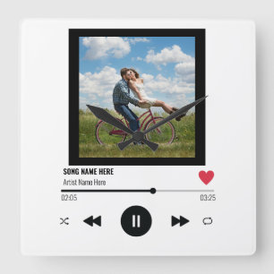 Relógio Quadrado Foto personalizada lança música de presente excl
