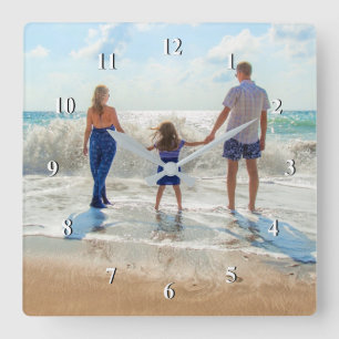 Relógio Quadrado Foto personalizada - Personalize seu próprio Desi