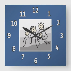 Relógio Quadrado Foto quadro azul personalizada