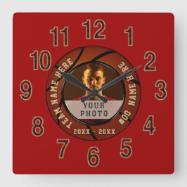 Relógio Quadrado Foto vermelho escuro e pulso de disparo