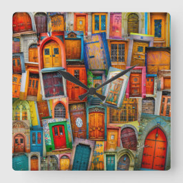 Relógio Quadrado Fotografia original moderna da arte da porta do