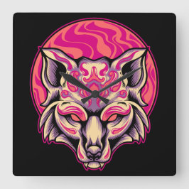 Relógio Quadrado Fox Kitsune  
