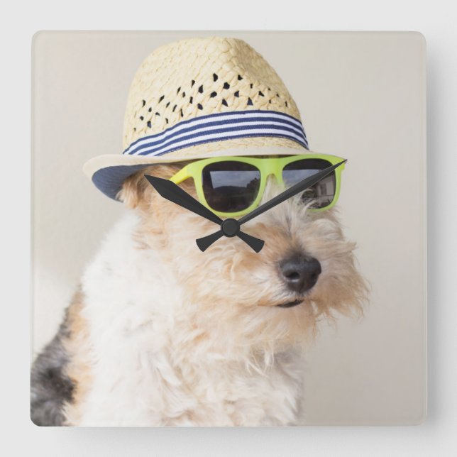 Relógio Quadrado Fox Terrier (Frente)