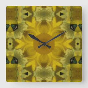 Relógio Quadrado Fractal amarelo-sol