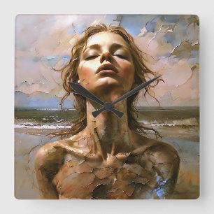 Relógio Quadrado Fragmentos "Ophira" do mar