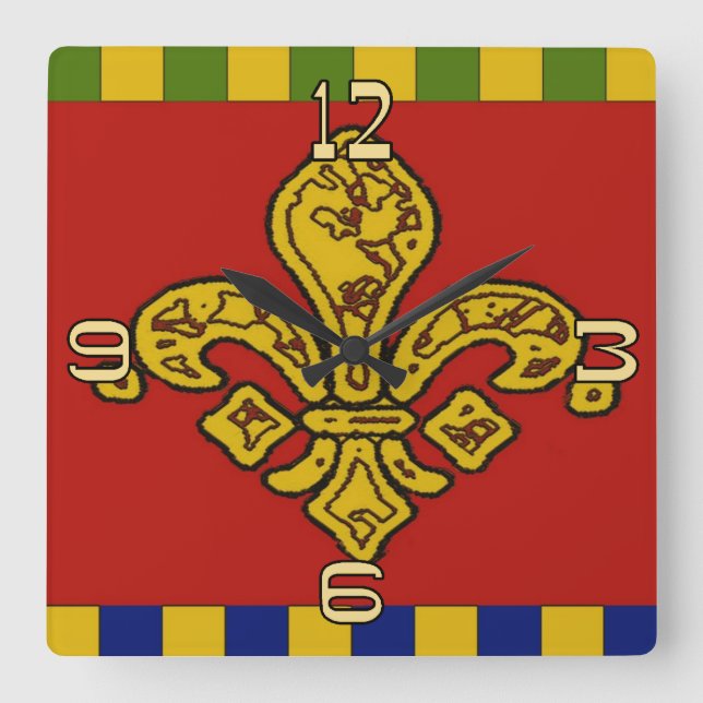 Relógio Quadrado Francês Fleur De Lis (Frente)