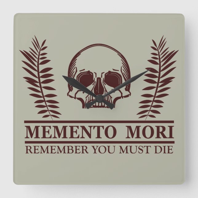 Relógio Quadrado Frase em Latim - Aproveite o Dia - Memento Mori  (Frente)
