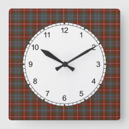 Relógio Quadrado Fraser Azul e Vermelho Escuro de Lovat Tartan