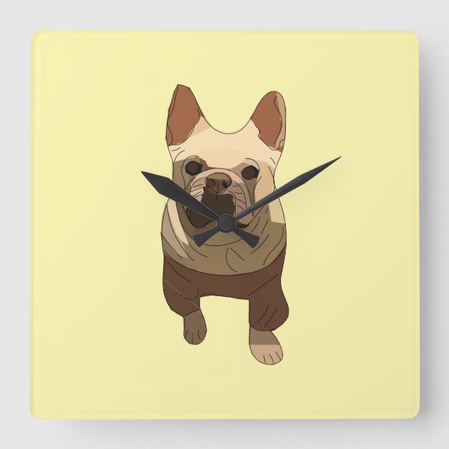 Relógio Quadrado French Bulldog (Frente)