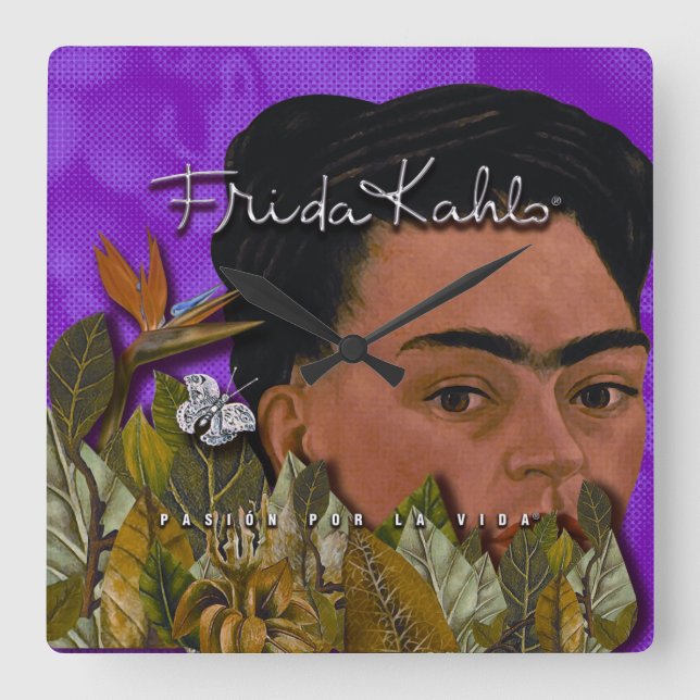 Relógio Quadrado Frida Kahlo Pasion Por La Vida (Frente)